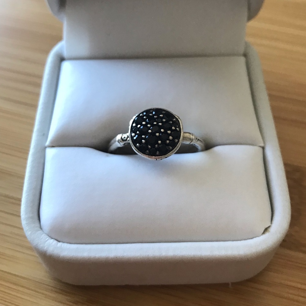 John Hardy Bamboo Ring in Silver w/ Black Sapphire